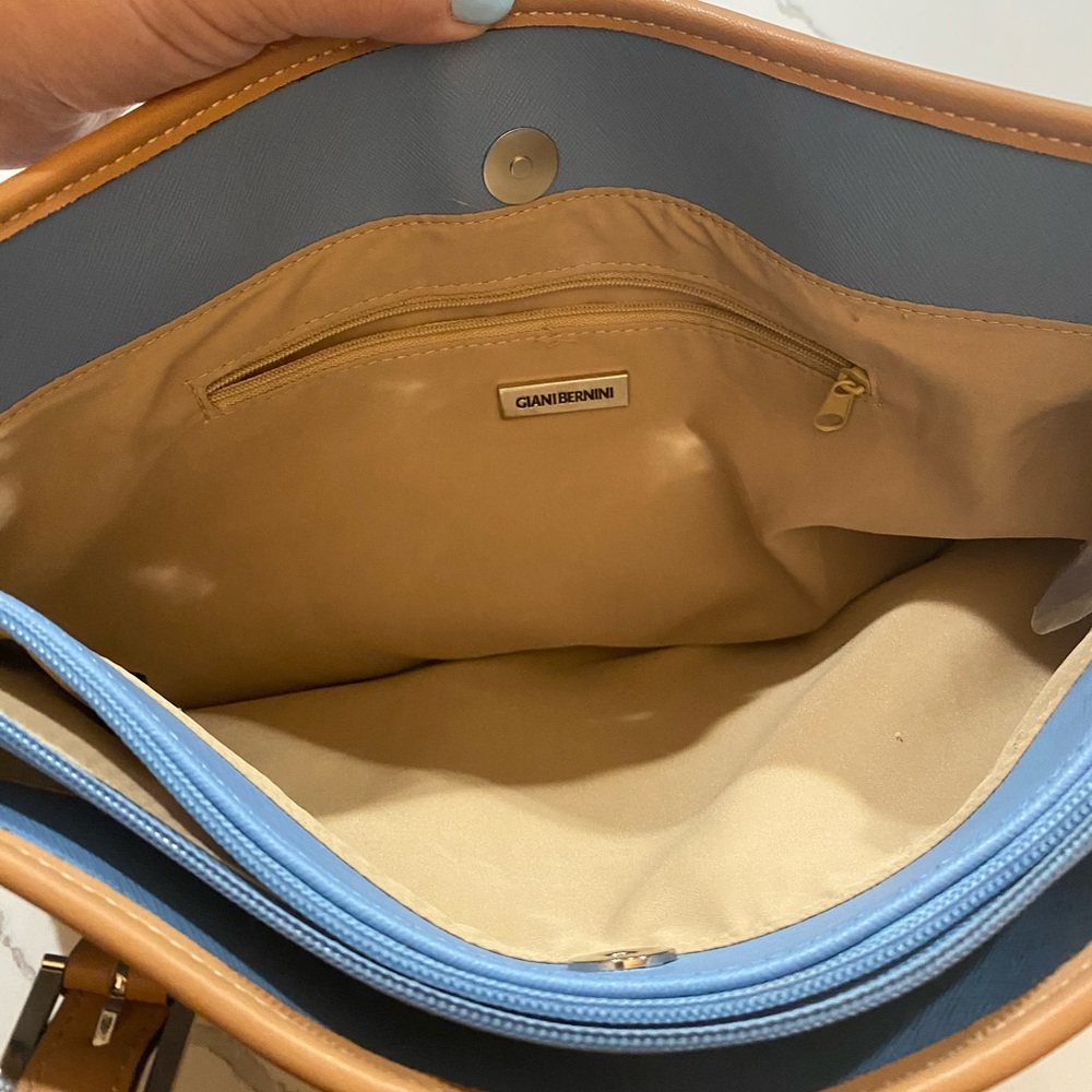 Giani Bernini Saffiano Tote Light Blue Tan NWT - Picture 12 of 16